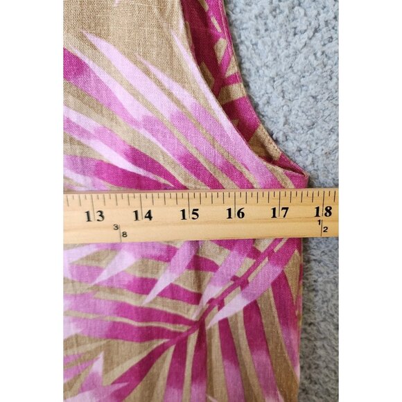 Caroline Kendrick Set Maxi Dress/Button Up Top Linen Blend Pink Tropical 14/M - Picture 8 of 16